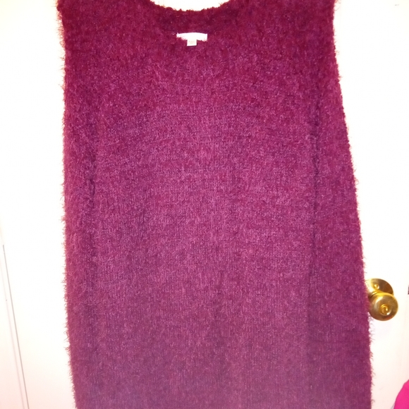 Lauren Conrad Popo Oversized Fleece Maroon Tunic Fuzzy Sweater Size 2X $50 - Picture 2 of 3
